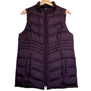 J Jill Down Puffer Vest Plum Purple Quilted Zip Front Lightweight Small Petite